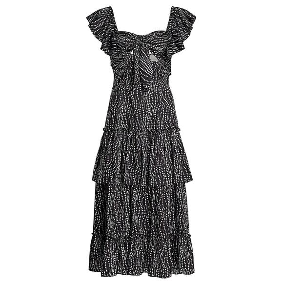 Cinq A Sept Women's Valerie Knotted‎ Tier Midi Flutter Sleeve Dress Size 0 - Picture 1 of 8